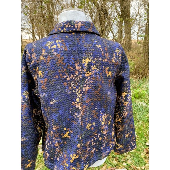 Vintage quilted Reversible Blazer Jacket Abstract blue Brown - Picture 6 of 12